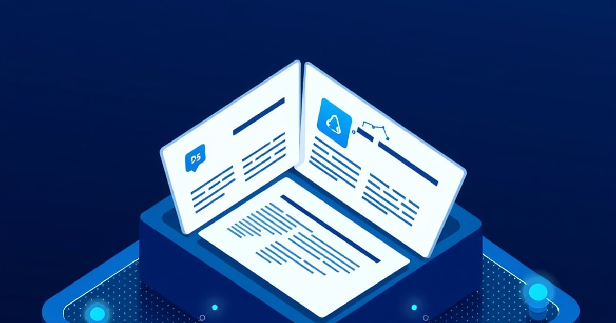 Isometric model card document with evaluation benchmarks and security assessment annotations